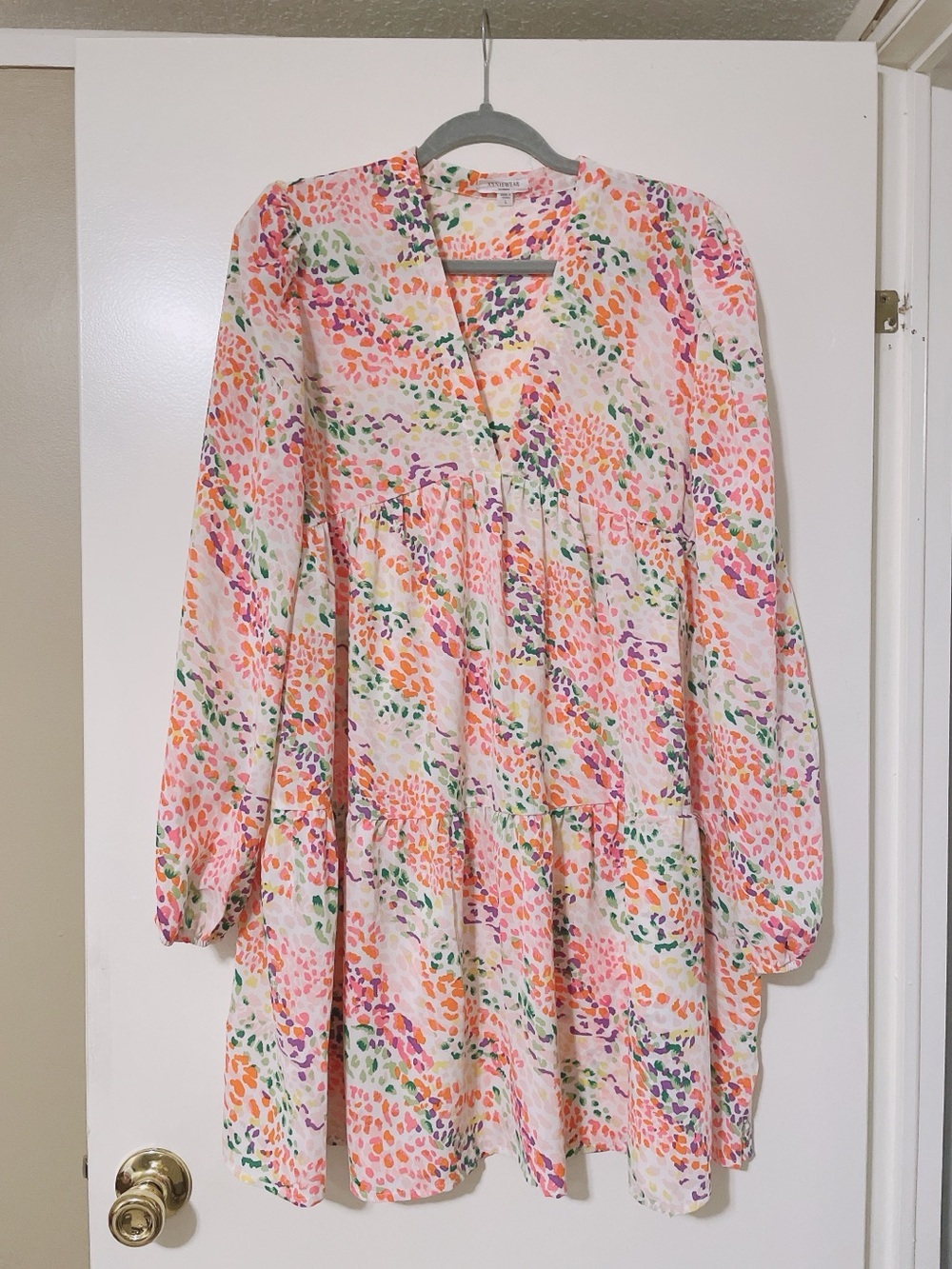 AnnieWear Floral Babydoll Long Sleeve Tunic Size L